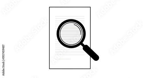 Magnifying glass on document paper.