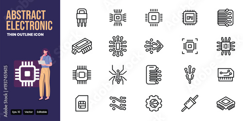 abstract electronic outline icon set vector design good for web and mobile app