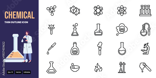 chemicals outline icon set vector design good for web and mobile app