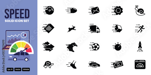 speed solid icon set vector design good for web and mobile app