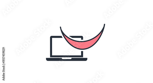 Hammock on laptop computer screen icon.