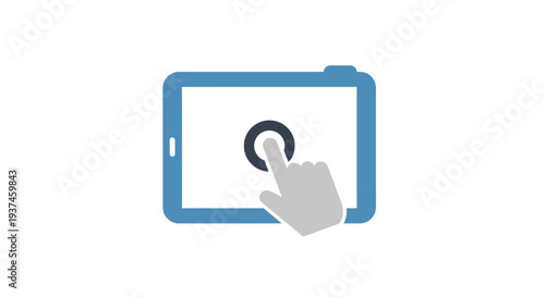 Hand clicking button on tablet.