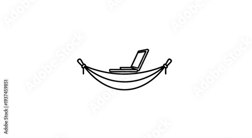 Hammock with laptop inside.
