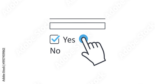 Hand clicking checkbox button yes.
