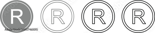 Four registered trademark R symbols in circles with varying styles vector illustration