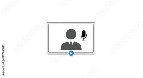 Person Icon with Microphone Symbol Online Meeting.