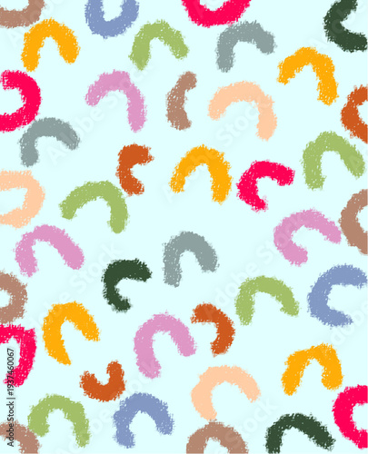 Colorful Abstract Brushstroke Pattern on Light Blue Background