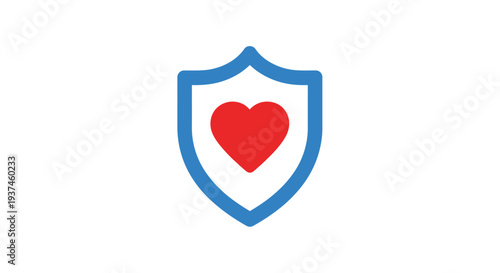 Shield with heart symbol protection.