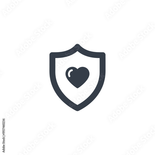Shield with heart symbol icon.
