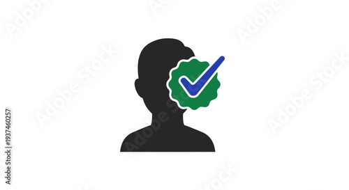 Person Silhouette with Green Checkmark Icon.