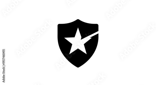 Shield with White Star Icon Symbol.