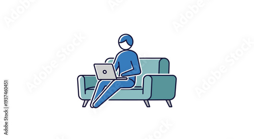 Person sitting on sofa with laptop.