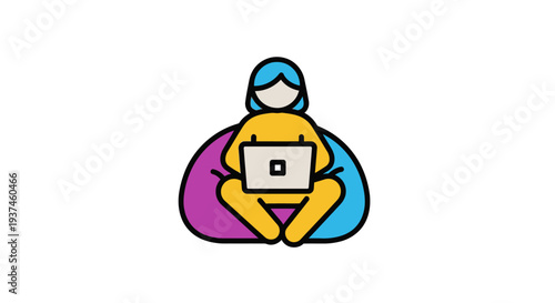 Person sitting with a laptop computer.