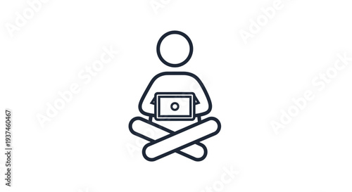 Person sitting with a laptop.