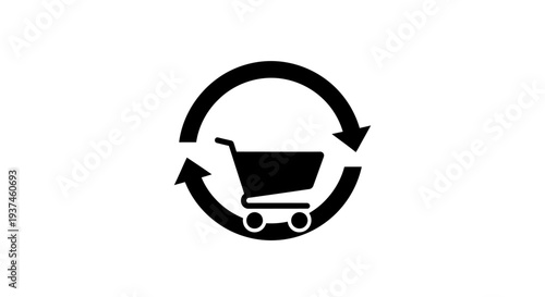 Shopping Cart Return Icon Symbol.