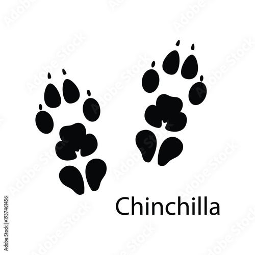 Chinchilla Footprint Silhouette Vector – Small Rodent Paw Print Animal Track Icon EPS