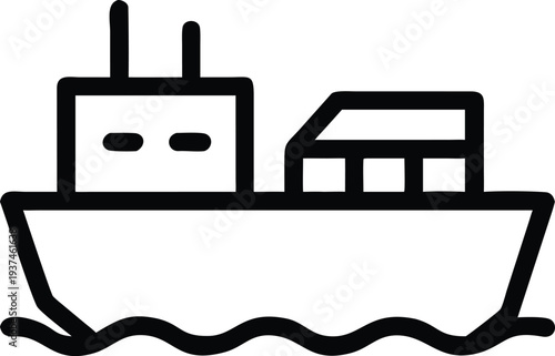 Large container vessel ship sailing on ocean waves transporting global goods and freight