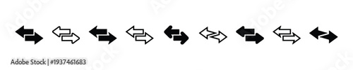 Arrows pointing in opposite directions, bidirectional flow symbol icons, exchange and transition graphic