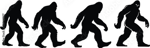 Bigfoot or Sasquatch silhouettes in a walking pose collection