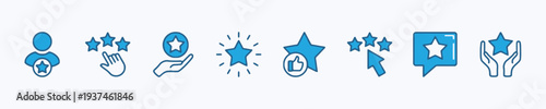 Blue star rating icons for customer feedback and user experience assessment