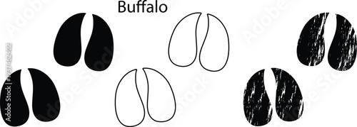 Buffalo Hoof Print Silhouette Vector – Bison Animal Footprint Track Icon EPS