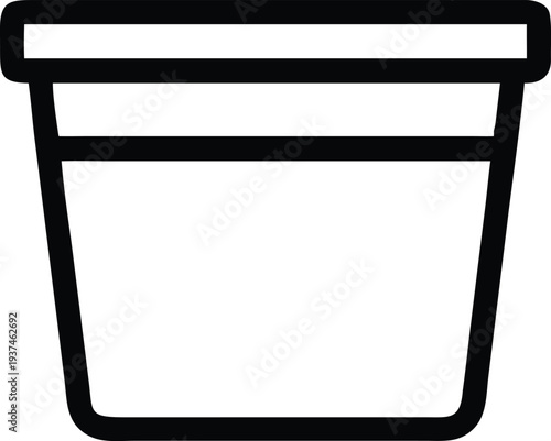 Minimalist black outline illustration of an empty plant pot for gardening projects