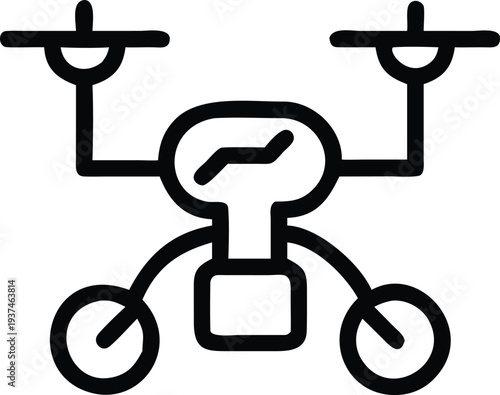 Modern drone flying in the air with an illuminated lightbulb symbolizing new ideas