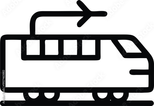 Modern Electric Train Tram Outline Icon Symbolizing Urban Public Transportation System