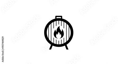 Black and white barbecue grill icon.