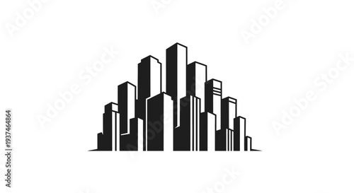 Black and White City Skyline Illustration.
