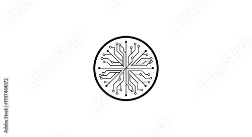 Black and white circular snowflake design.