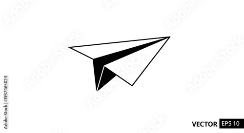 Black and White Paper Plane Illustration.