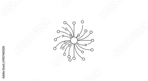 Black and white neuron cell illustration.