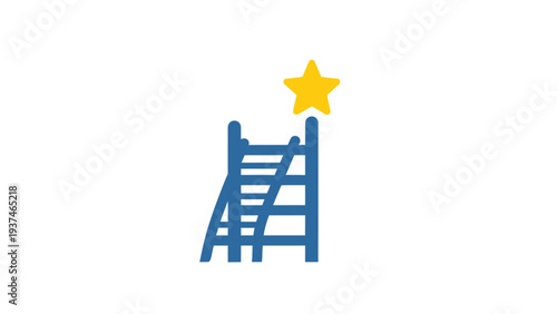 Blue Ladder with Yellow Star Above.