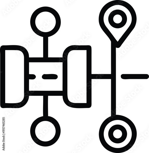 Navigational map route showing specific locations for a journey or travel path with directions