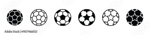 Collection of soccer ball designs with different panel patterns