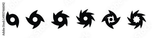Collection of hurricane symbols representing different storm intensity levels and eye formations