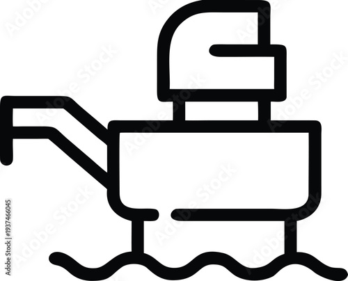 Offshore Oil Rig Platform Icon for Energy Production and Marine Drilling Operations