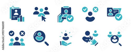 Collection of human resources icons for hiring and recruitment process