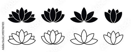 Decorative lotus flower icons, symbolizing peace and spirituality