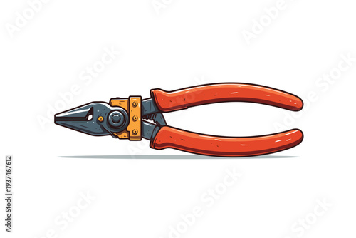 Pliers clipping industrial red isolated