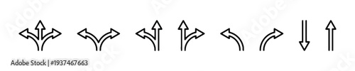 Directional arrow icons showing diverging and converging paths
