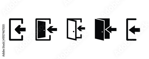 Entrance and login icons showing doors and entry arrows