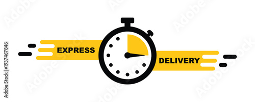 Express delivery stopwatch icon with motion blur effect