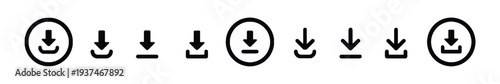 Download icons with arrows pointing down in various styles