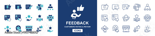Feedback and rating icons for customer reviews and satisfaction