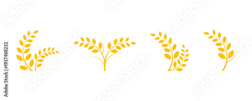 Golden wheat sprigs and stalks representing harvest and agriculture