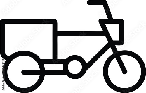 Outline icon of a modern cargo bike or delivery tricycle featuring a front storage box