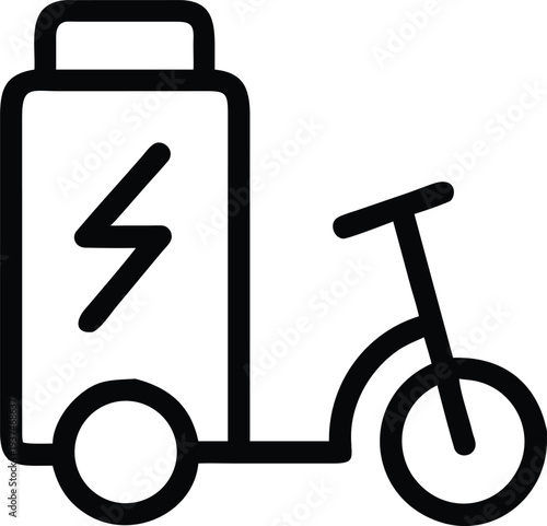 Outline Icon of an Electric Scooter Featuring a Battery Pack for Green Energy Transport