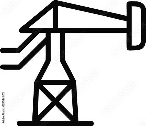 Outline icon of an industrial oil pump jack symbolizing petroleum extraction